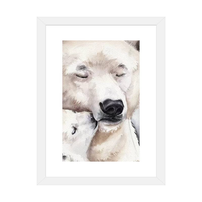 Décoration murale ours polaire pour enfants, Papier encadré blanc, H 32 po x l 24 po x P 1 po