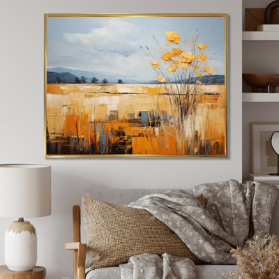 Jaune bleu audacieux, ciel et prairies dorées - impression