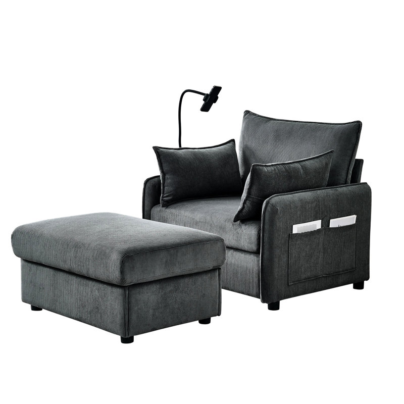 Chaise longue surdimensionnée en velours côtelé Comfy, Grey
