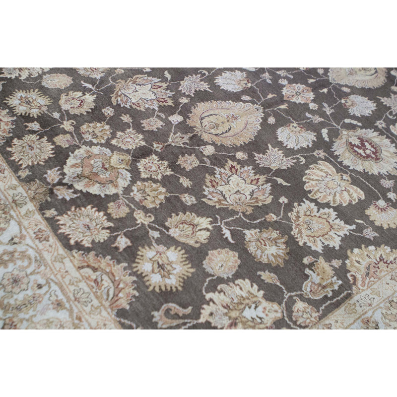 Wool Oriental Area Rug in Brown/Light Blue