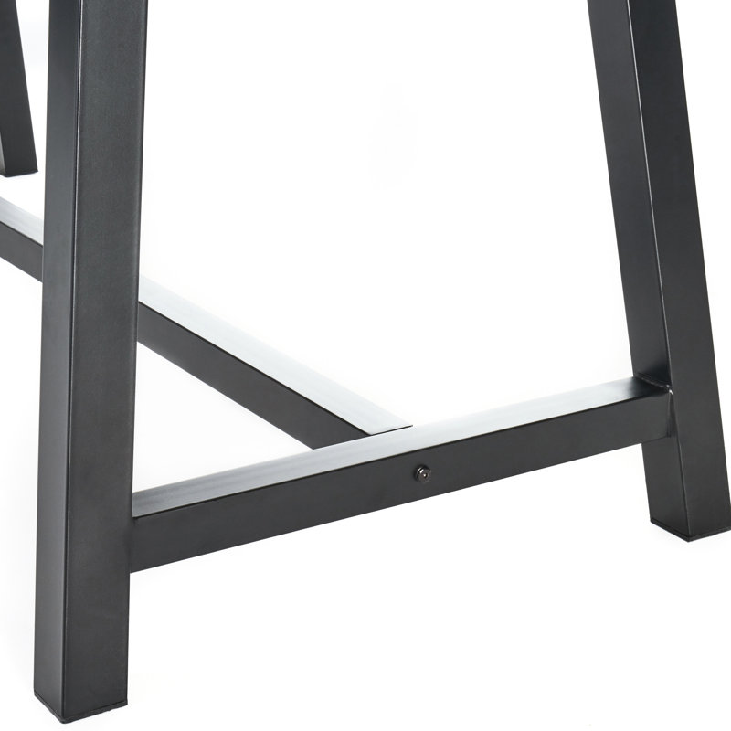 Outdoor Dining Table Crafted From Wood And Black Rustic Metal Frame, Sandblast Finish, To Weather, 29.5 Inches High, 70 Wide, 35.17 Deep Grey With Iron Stable Frame Configuration, 29.5H X 70W 35.17D
