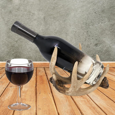 Porte-bouteille de vin en bois de cerf rustique