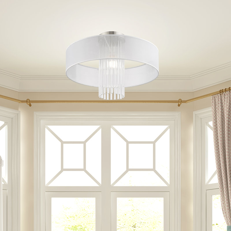 Plafonnier semi-encastré 1 lumière Hanson, H 14,5 po x l 20 po x p 20 po, Translucide