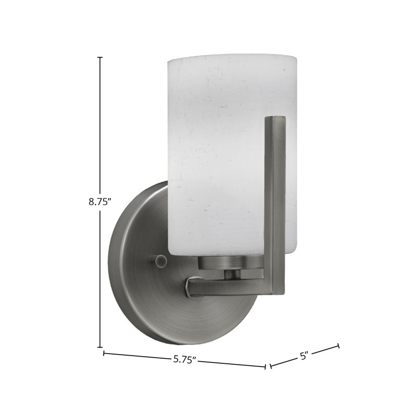 Dayberry Wall Sconce Shown With 4" Glass, Graphite, White Muslin Glass