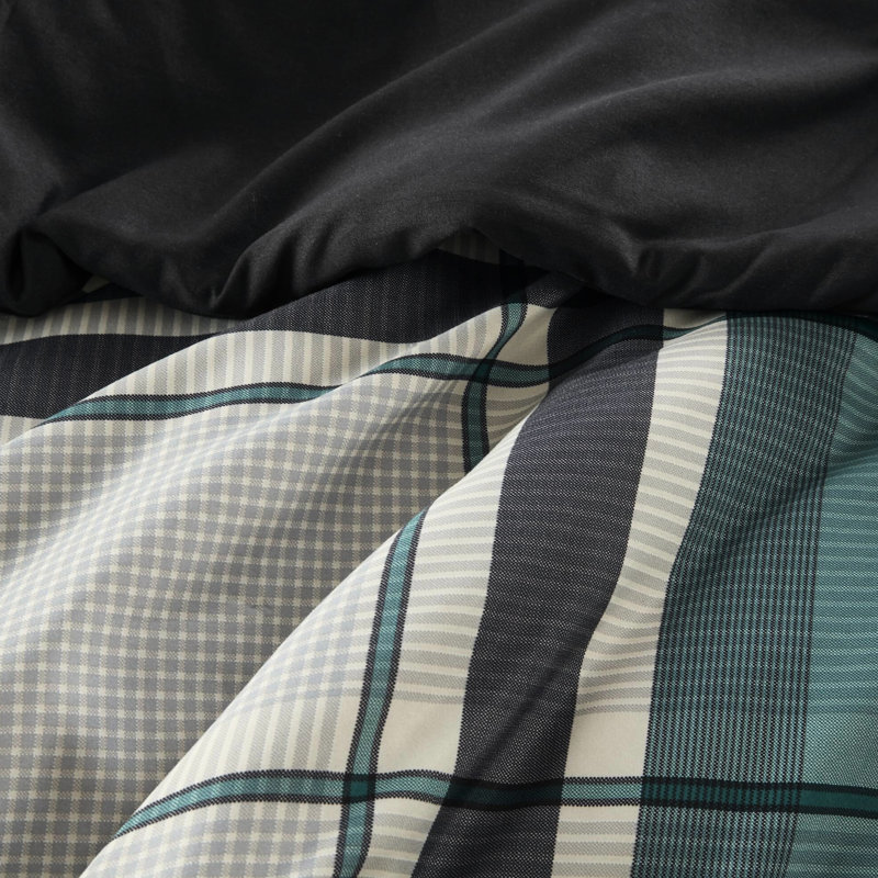 Ensemble d'édredon et de draps 7 pièces en microfibre sarcelle / noir 7 pi., Édredon simple TG + 6 pièces supplémentaires