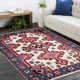 Matteson Hand-Knotted Area Rug in Red/White/Blue
