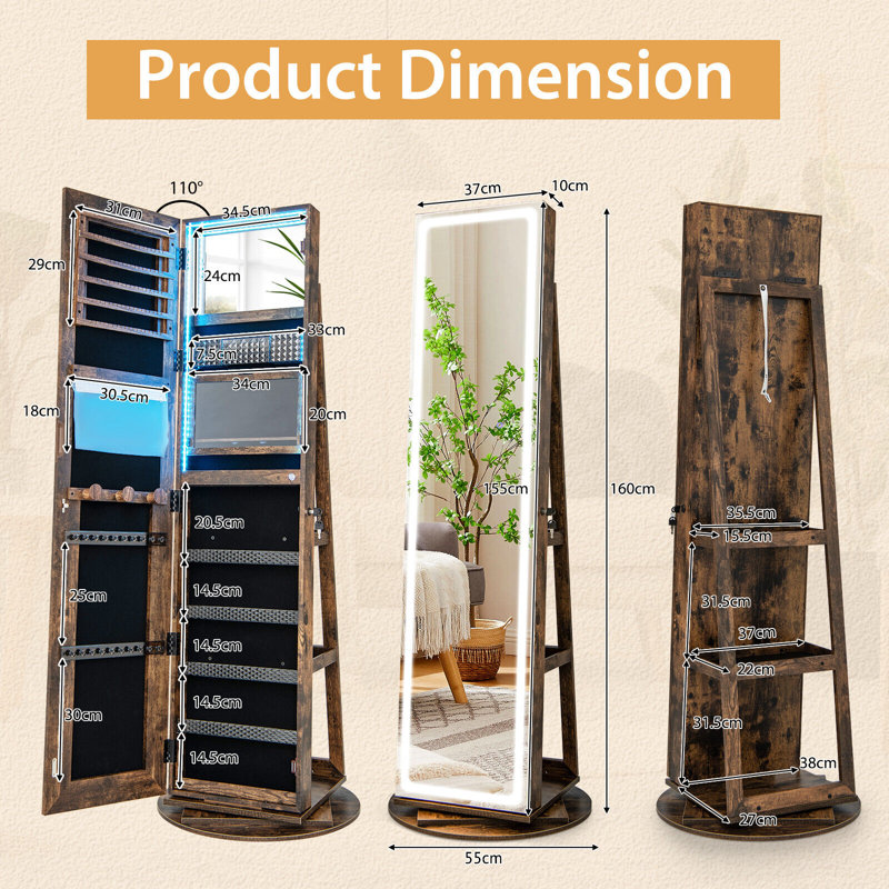 Anthonie Jewellery Cabinet Jewelry Armoire, Brown