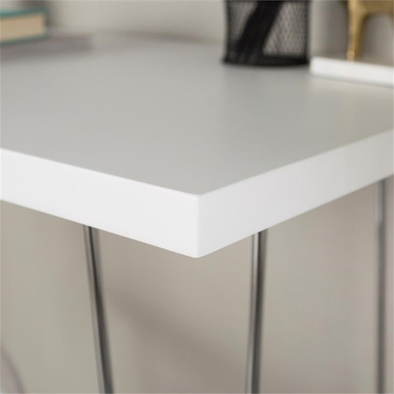 Bureau d'écriture Mid-Century avec pieds en épingle à cheveux - blanc