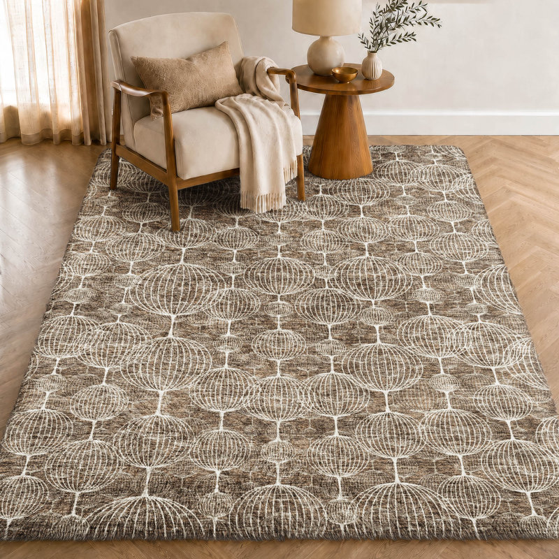 Tapis géométrique Dream Shag ADS732 lavable à la machine de qualité supérieure, Chocolate, 3 pi x 5 pi