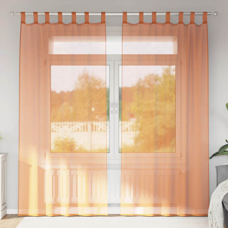 Voile Curtains With Tab Top 2 Pcs, 140cm Width x 225cm Drop, Terracotta