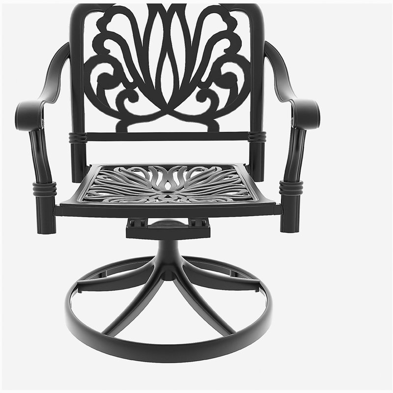 3-Piece All-Weather Cast Aluminum Dining Set, Include 2 Swivel Chairs and 35.43" Round Table With Black Frame