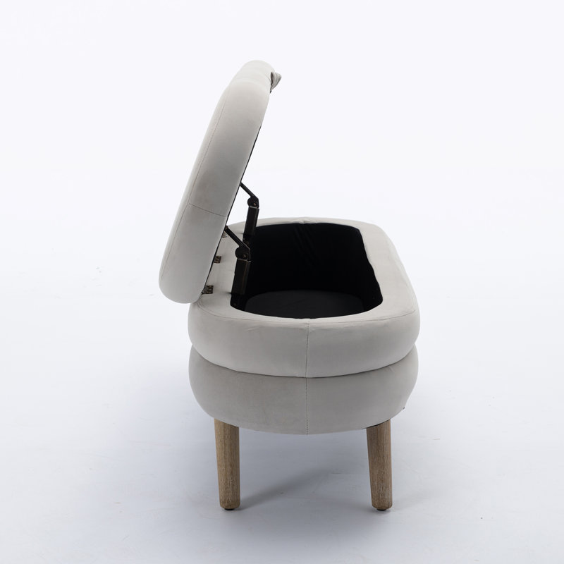 Banc de rangement à couvercle rabattable Khaseem, Gris clair