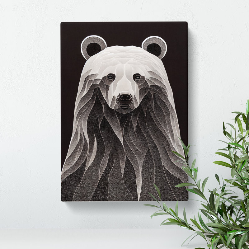 Bear Portrait No.4 Abstract - Wall Art, 50cm H x 35cm W x 3cm D, Wrapped Canvas, No Matte