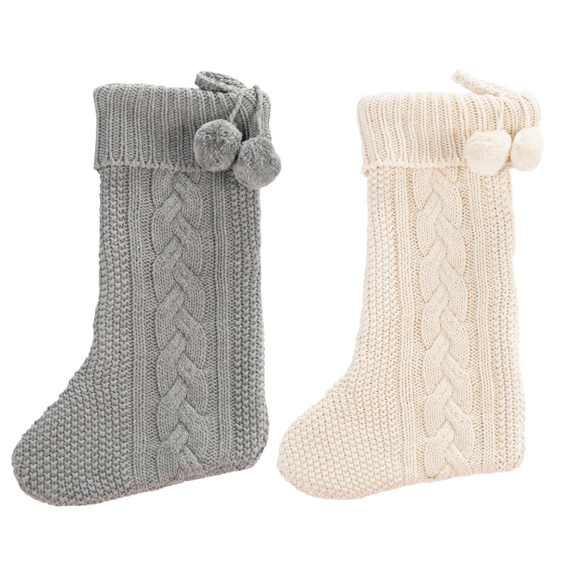 Bas de Noël noix de muscade, Gris / blanc