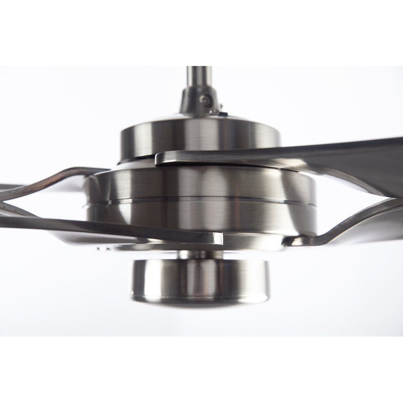 Torsion Downrod Ceiling Fan, Bright Nickel, Handheld Remote Control (2-wire), Nickel