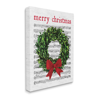 Merry Christmas Song Wreath, art mural sur toile par lettres et lignes