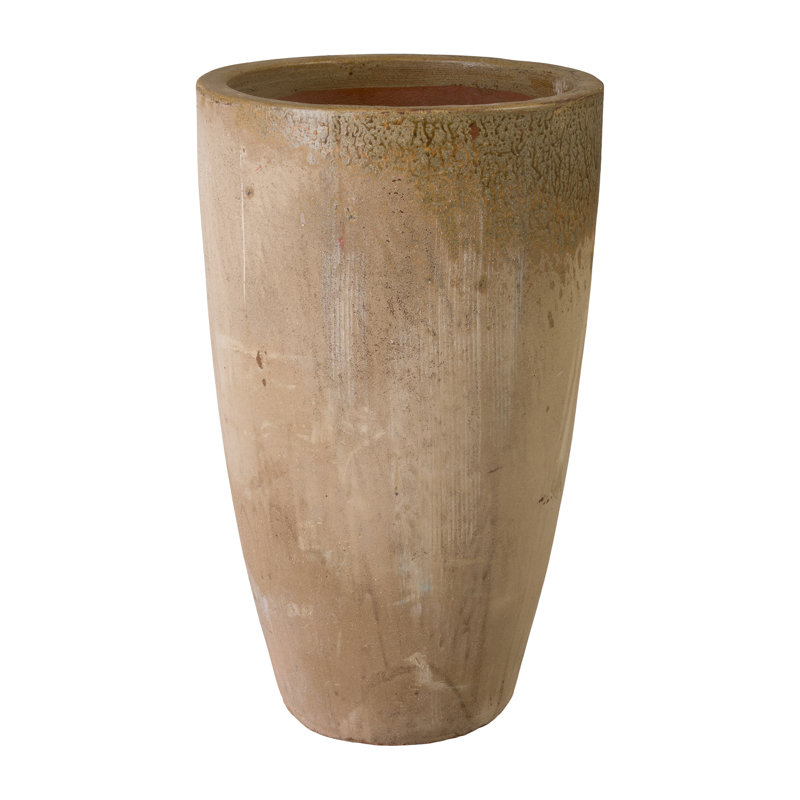 Antique Amber Ceramic Round Planter with Drainage Hole, 38" H x 22.5" W x 22.5" D