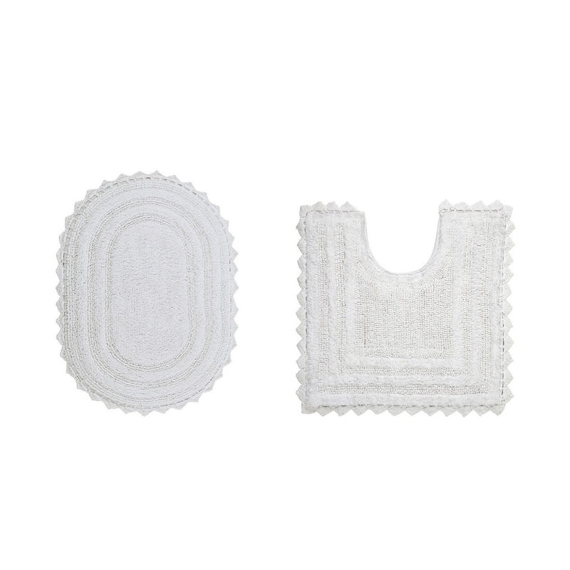 Tapis de salle de bain Janek, Blanc, 2 pièces (ovale 17 po x 24 po | 20 po x 20 po)