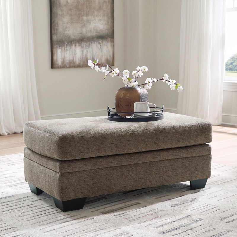 Gwendolynne Upholstered Ottoman, Warm Gray 100% Polyester
