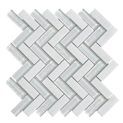 1"" x 3"" Glass & Marble Herringbone / Chevron Mosaic Tile -  ES Stone, GLH1