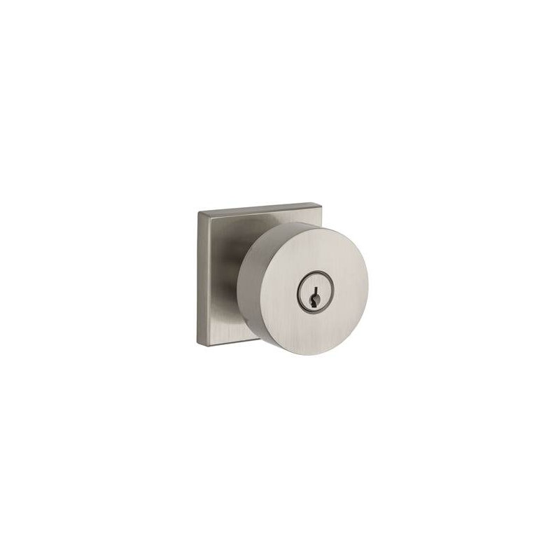 Contemporary Keyed Door Knob with Square Rosette, Keyed Different, Yes, Satin Nickel
