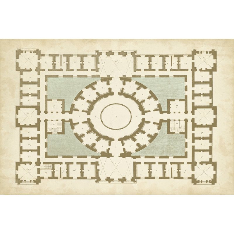 Plan In Taupe & Spa III by Vision Studio - Wrapped Canvas Print, 20cm H x 30cm W
