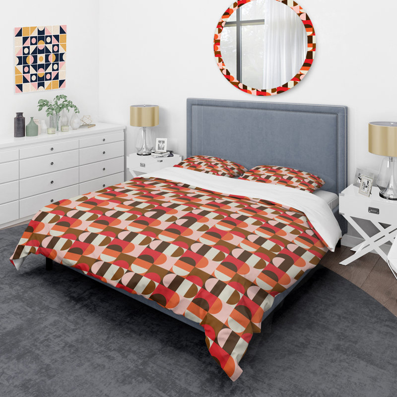 Modern & Contemporary Twill Drunkard's Path Duvet Cover, King Duvet Cover + 2 Shams