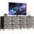 70.8" 12 Drawer Fabric Dresser TV Stand for Up to 80" TV with Wood Top-1844831079