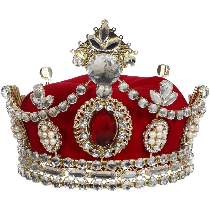 Tiara Crown, Set Of 2 - 6 X 5 Inches, Red/Gold/Silver