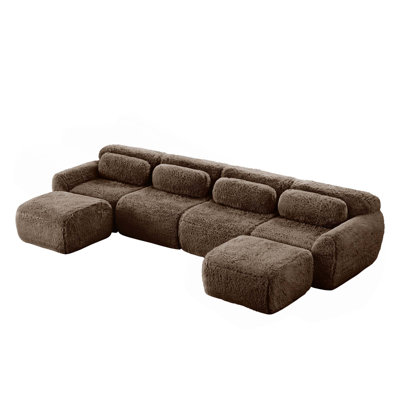 U-Shaped Boneless Sofa 32D High Density Sponge Bottom Anti-Slip Design,Free Combination Full-Compression Vacuum Packaging,For Living Rooms