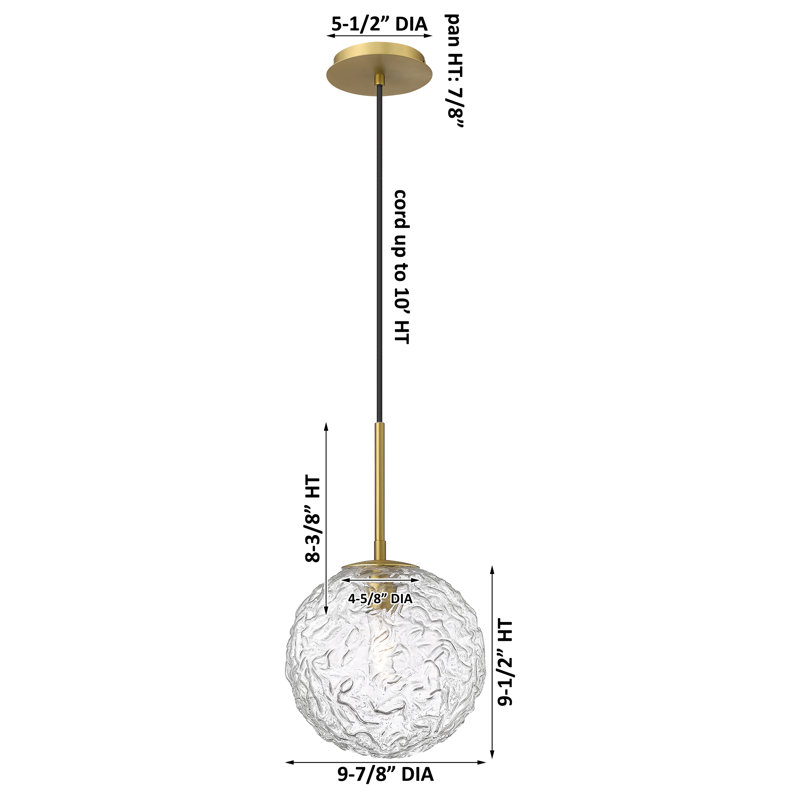 Barrington - 1 Light 10" Cord Hung Mini Pendant - Bulb Not Included -  Satin Nickel Finish, Brushed Brass