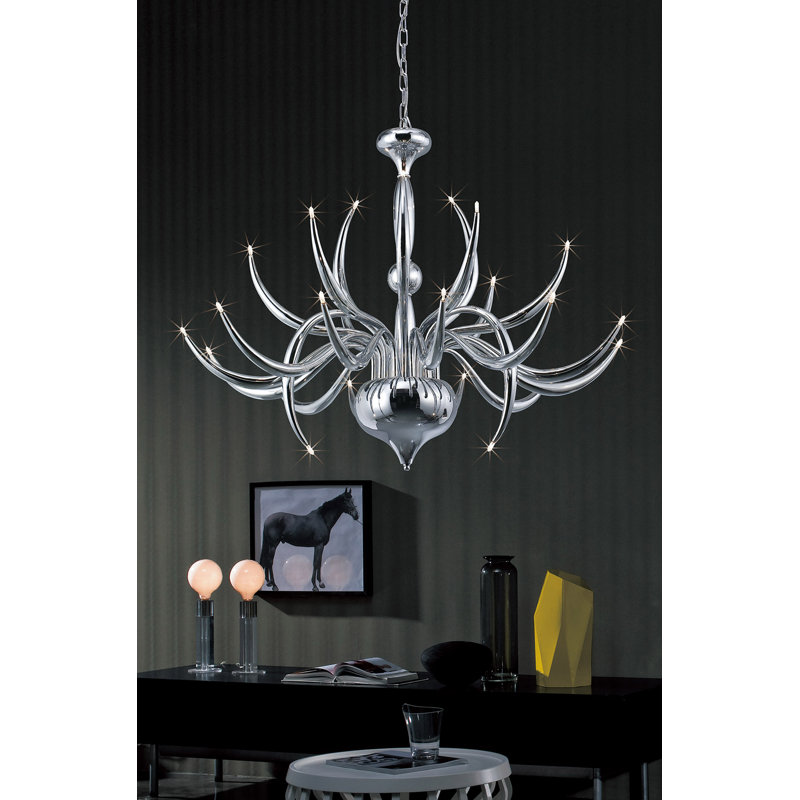 Tunnel 24 - Light Unique/Statement Chandelier, Polished Chrome