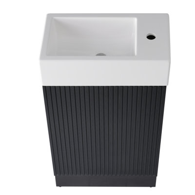Meuble-lavabo simple 18,6 po avec comptoir en céramique et meuble de rangement