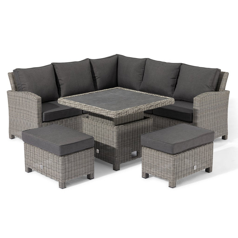 Outdoor Sofia Rattan Square Corner with Rising Table in Grey