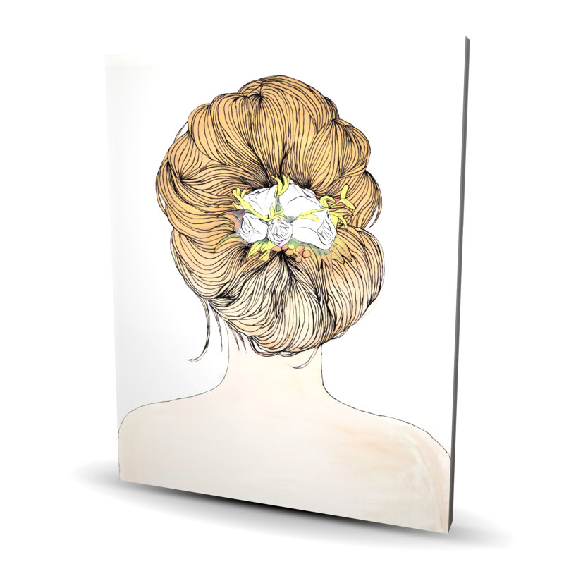 Dame avec des fleurs aux cheveux blonds - toile beige
