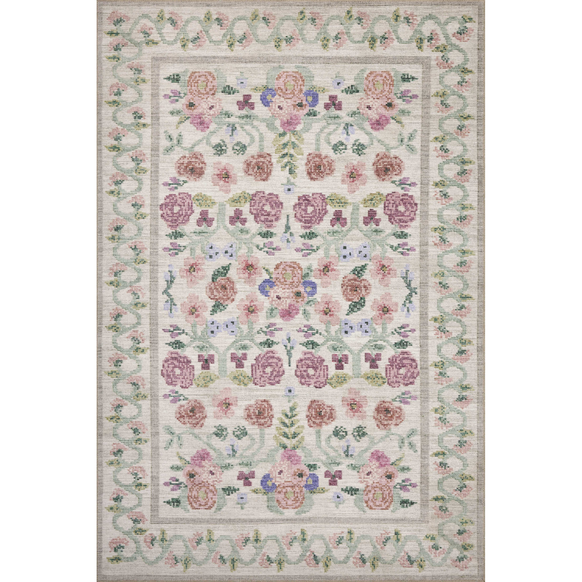 Rosa Rifle Paper Co. x Loloi Ivory Area Rug, Runner 2'6" x 12'