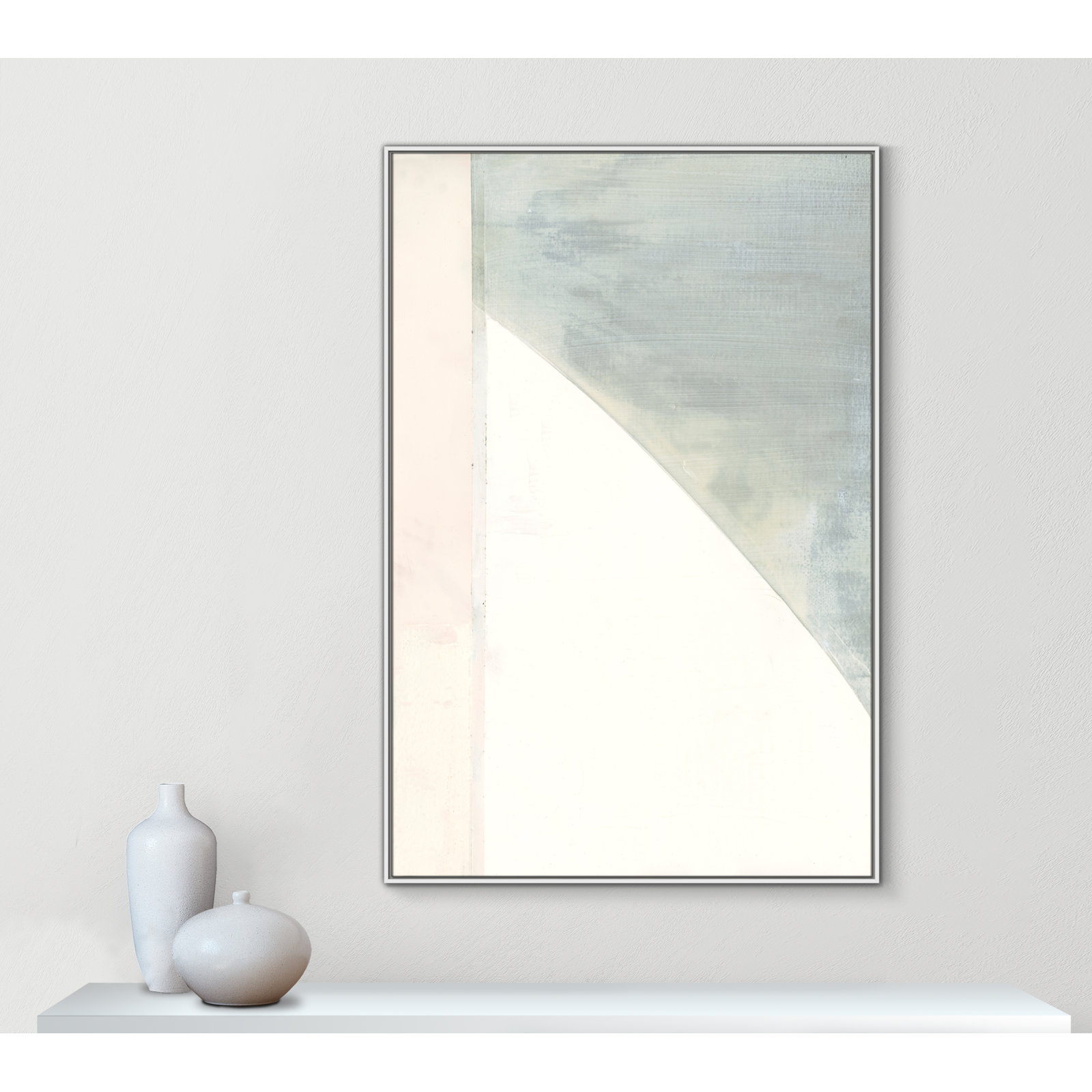 Alexandria "In Neutral I" Painting by Cartissi, White Framed Canvas, 61.5" H x 41.5" W x 2" D