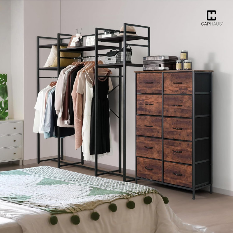 Drawer Storage Tower w/ Fabric Bins, Laundry Storage, Sorting Unit, Chest of Drawers, Organizer w/ P2 Board Top & Fabric Bins, Organizer Unit for Multi-purpose, Hallway, Office