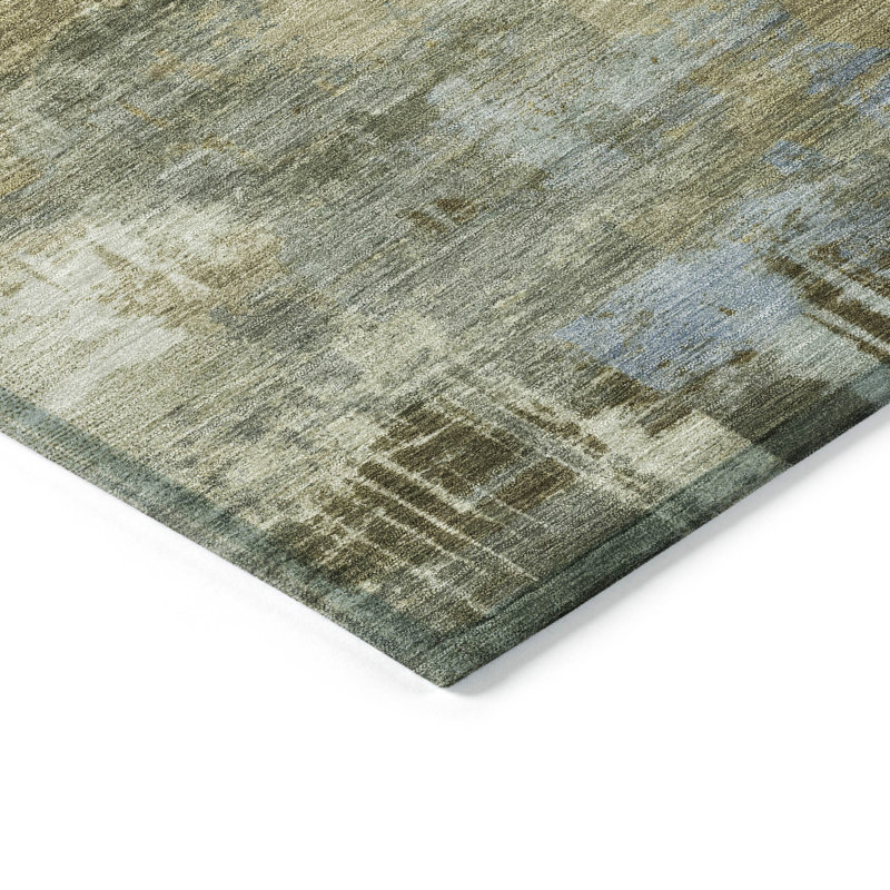 Tapis vert intérieur / extérieur lavable à la machine Xhevrie, Rectangulaire 8 pi x 10 pi