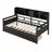 Twin Size Daybed with Wood Slat Support, Bedside Shelves, and Two Drawers, Espresso Finish