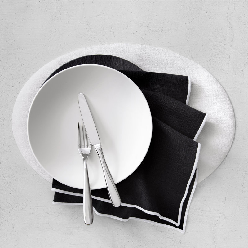 Manufacture Rock Merrow Stitch Cotton Napkin, Black