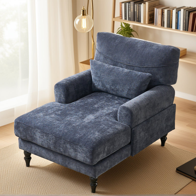 Chaise longue rembourrée L 51,55 po, Bleu