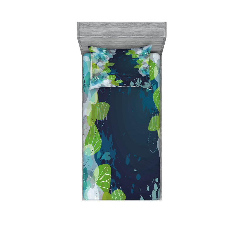 Ensemble de draps et taies décoratives bleu marine Ambesonne, Ensemble de draps pour lit simple + 1 drap-housse 