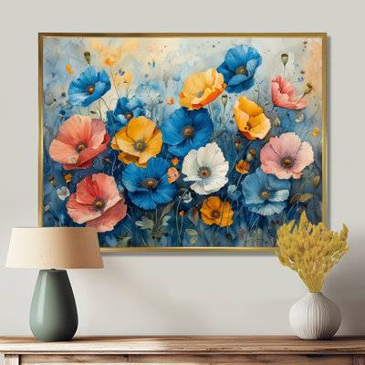 «Blue Poppies Garden of Life» - art mural coquelicots