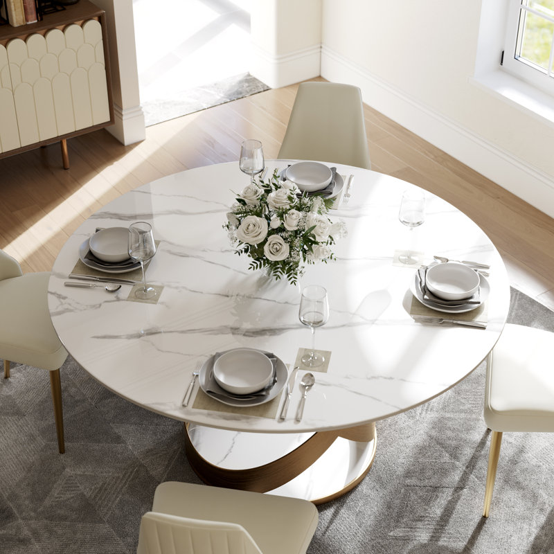  Table de salle à manger moderne pour 4-6 personnes avec plateau en pierre frittée, base en acier au carbone pré-assemblée