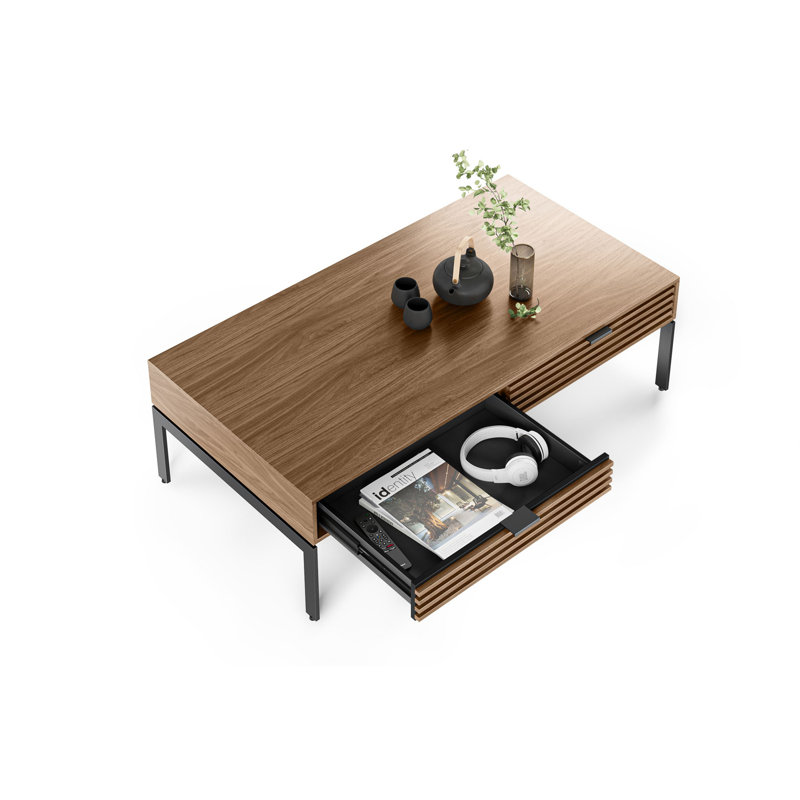 Cora Coffee Table, Natural Walnut, Black