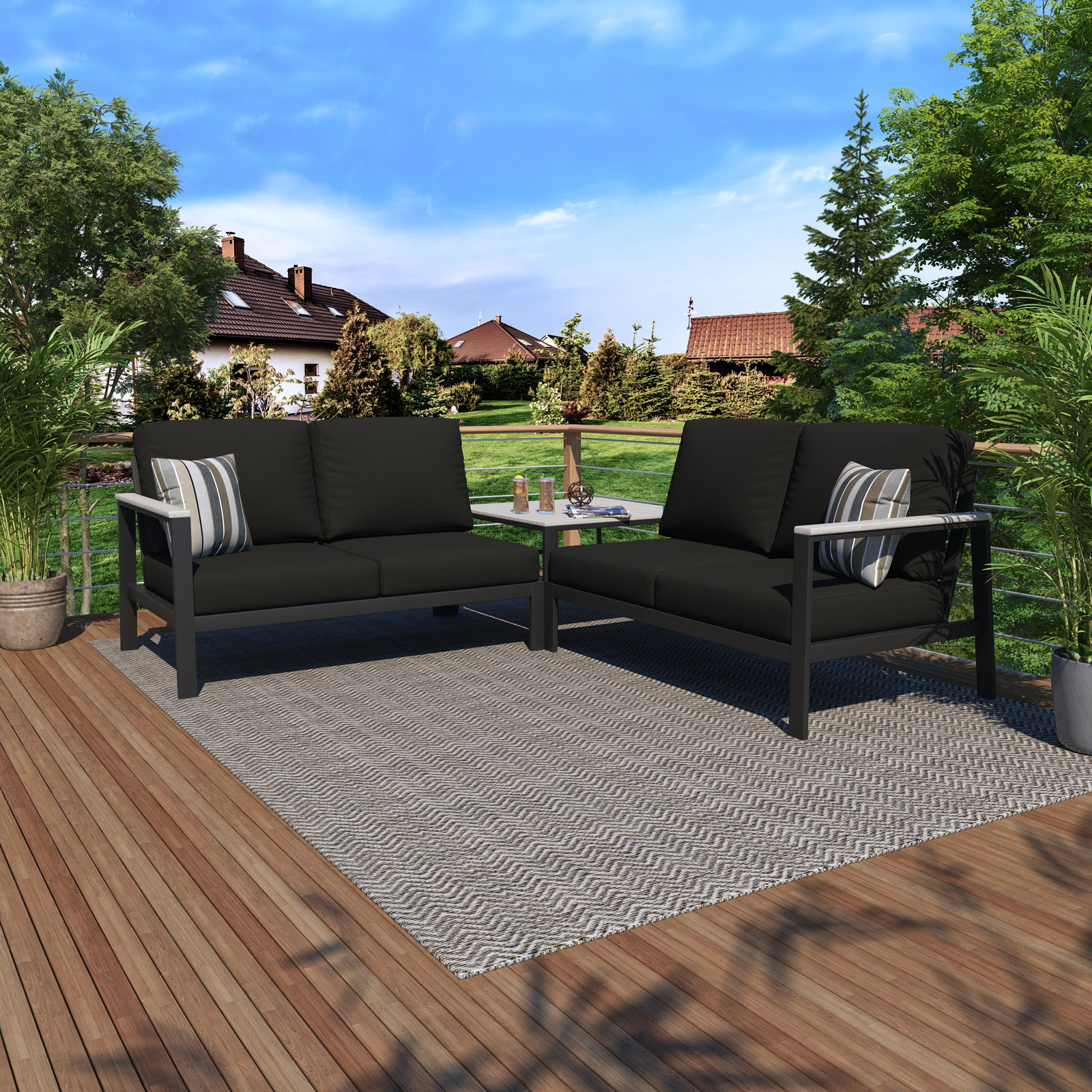 Townsend 4-Person Patio Seating Group, Canvas Black Sunbrella® Canvas