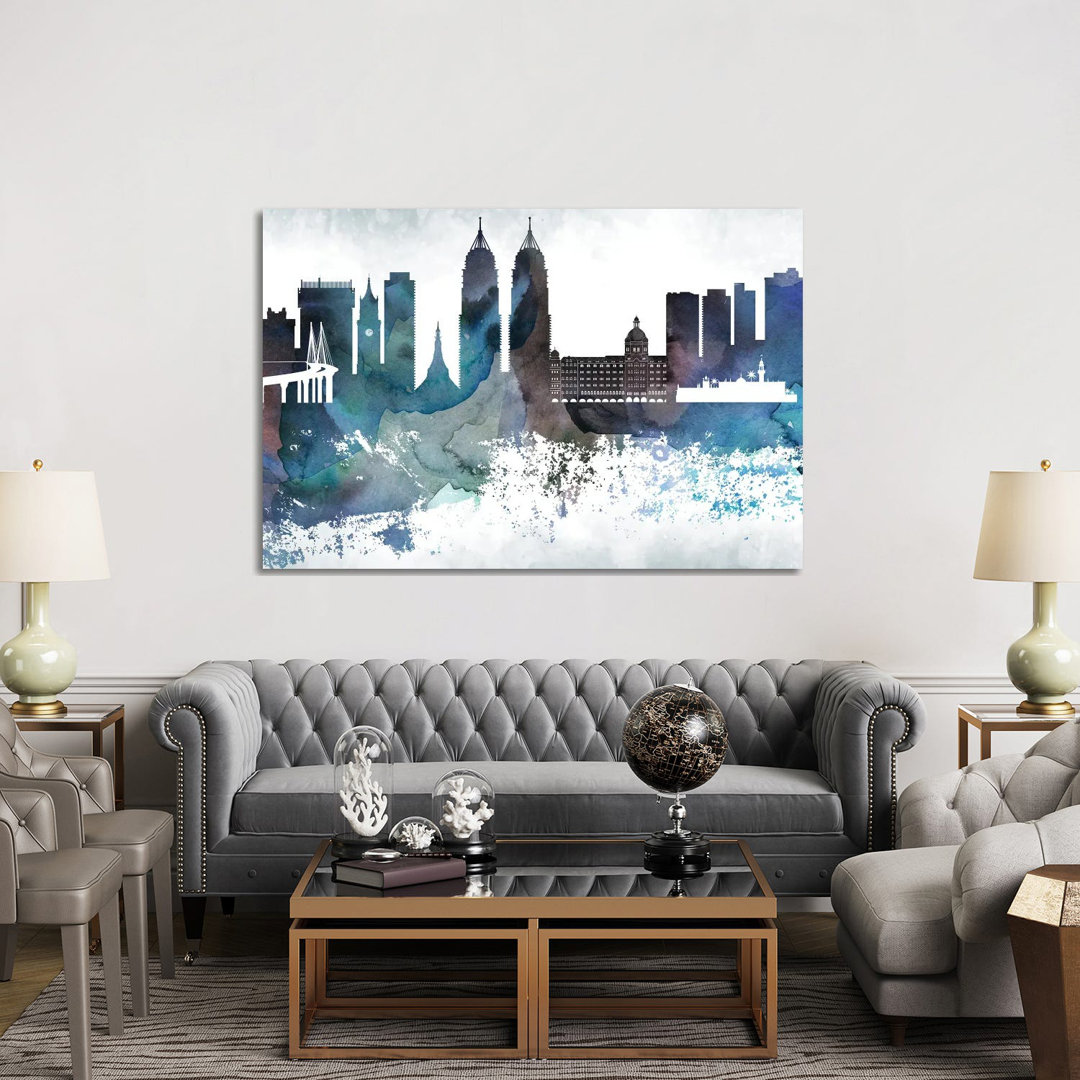 Mumbai Bluish Skyline by WallDecorAddict - Wrapped Canvas Print