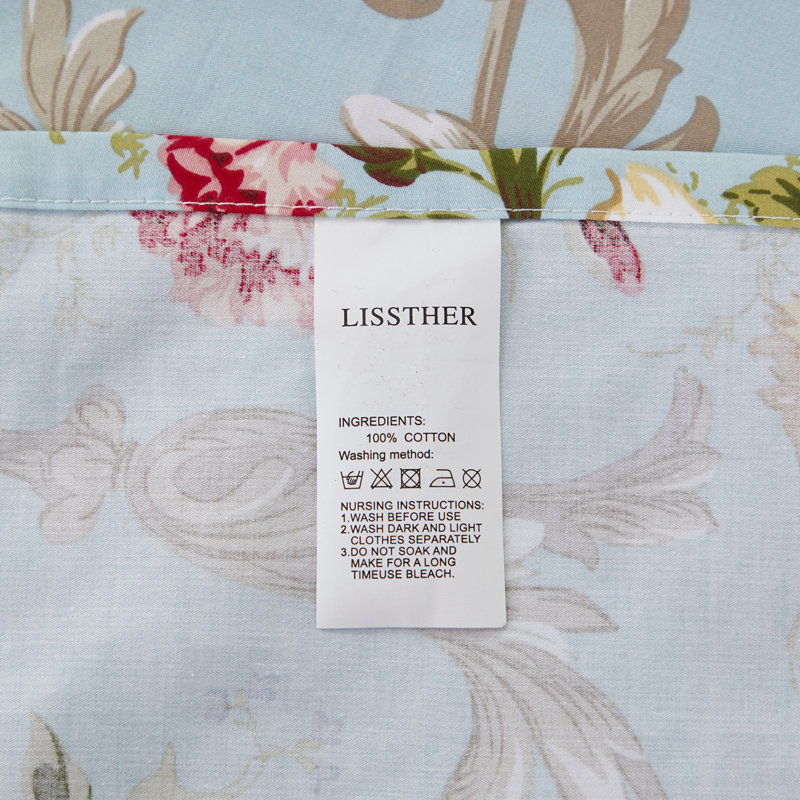 100% Egyptian Cotton Fitted Sheet Set, 4pcs 800 Thread Count Vintage Red Rose In Light Blue Bedding Set, For Bedroom Guest Room Student Dorm All Seasons