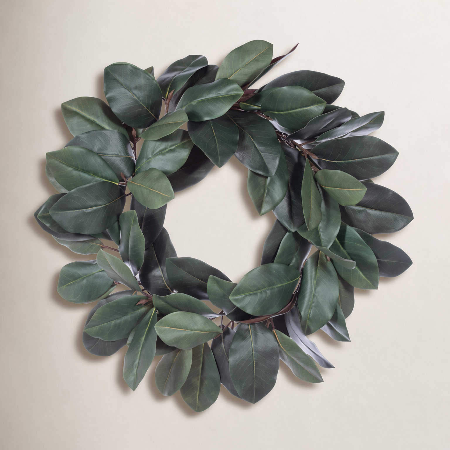Faux Magnolia Plastic Wreath, 36"